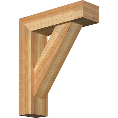 Ekena Millwork Traditional Block Rough Sawn Bracket w/ Offset Brace, Western Red Cedar, 6"W x 20"D x 24"H BKT0604X20X24TRA05RWR